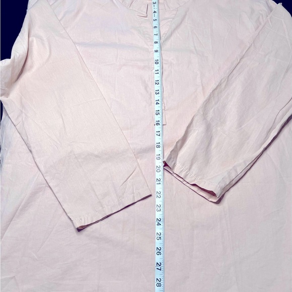 Womens Blouse 5XL Pale Pink 3 Button Front V Neck Long Sleeve Comfortable - Picture 2 of 3